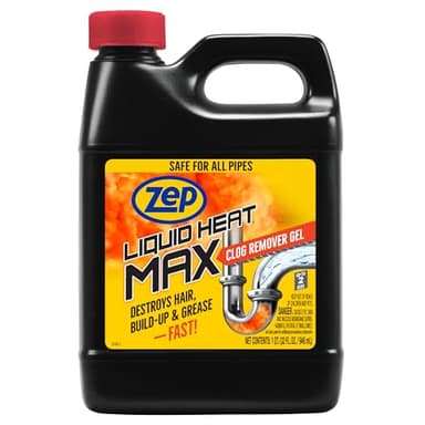 Zep Liquid Heat Max Clog Remover Gel - Destroys Hair, Build-Up & Grease - 32 oz.