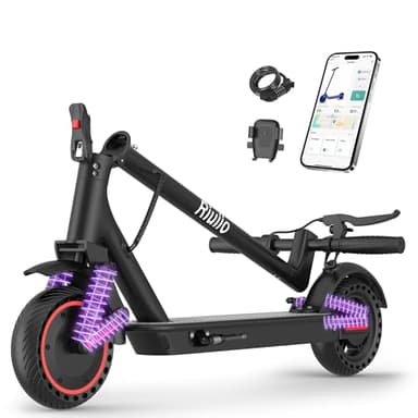 Electric Scooter for Adults, 500W Motor, 22MPH, 31 Miles Max Range, Dual Suspension, 10" Solid Tires, Foldable Commuter E-Scooter with App Control, Scooter with Phone Holder and Lock