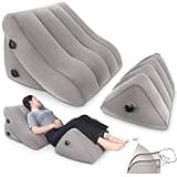 SAHEYER Inflatable Bed Wedge Pillow Set, 2 PCS Post Surgery Support Pillow for Back, Knees, Leg Pain Relief, Adjustable Sitting Pillows for Anti Snoring, Heartburn, GERD Sleeping - Gray