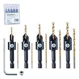toolant Silence Combination Countersink Drill Bits Set Adjustable, #4, #6, #8, #10, #12, High-Speed Steel Counter Sink Drill Bit for US Wood Screw