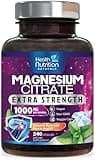 Magnesium Citrate Capsules 1000mg - Max Absorption Magnesium Powder Capsules for Muscle, Nerve, Bone and Heart Health Support, High Absorption Citrate Complex, Gluten Free, Non-GMO - 240 Capsules