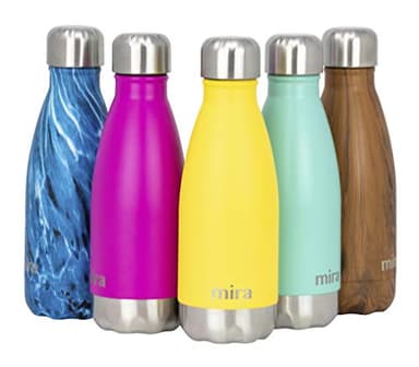 MIRA 12 oz Insulated Water Bottle - Slim Stainless Steel Cola Shape Thermo - Double Wall Hot & Cold Flask (24Hr Cold/12Hr Hot) - Lemon Yellow