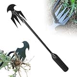 Weed Puller Tool, Upgrade Garden Weed Pulling Tool Uprooting Weeding Tool, 4 Teeth Weed Puller Tool Manganese Steel with Long Handle, Weeder Tool for Vegetable Garden Yard Planting (Black-19.7in)