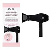 L'ANGE HAIR Soleil Professional Hair Dryer | 3 Heat Settings & 2 Airflow Settings | Cool Shot Locks-in Style | Professional Length Cord | Best Lightweight Hair for Smooth Blowouts (Black)
