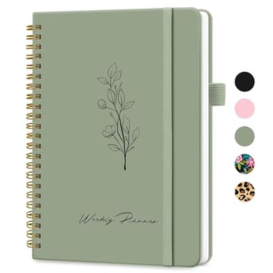 Undated Weekly Planner, Weekly To Do List Notebook with Goal & Habit Tracker Organizer, A5 Weekly Planner Notebook with Spiral Binding, 6.1" x 8.2" - Green