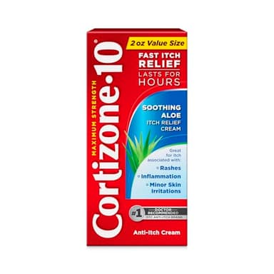 Cortizone-10 Maximum Strength Soothing Aloe Itch Relief Cream, 1% Hydrocortisone, Fast-Acting, Anti-Itch Cream for Bug Bites, Rash, Eczema, Psoriasis, Poison Ivy, Oak, Sumac & More, 2 oz