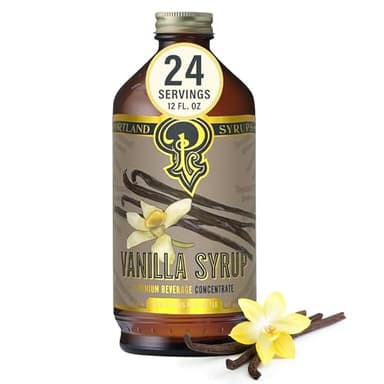 Portland Syrups Vanilla Syrup – Flavoring for Coffee, Lattes, Cold Brew, Macchiatos, Cocktails, & Desserts – Ideal for Drinks & Adding a Vanilla Touch to Any Beverage – 12 oz, 24 servings (Pack of 1)