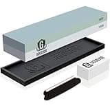 Knife Sharpening Stone Kit - Goodjob Premium Japanese Whetstone Knife Sharpener Stone Set - Dual Grit 400/1000 Water Stone with Non-Slip Silicone Base, Angle Guide, Flattening Stone