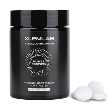 XLEMLAB Hydrogen Bath Bombs Tablets,H2 Tablets with Magnesium for Muscle Recovery, H2 Water for Body Soak, Molecular Hydrogen Nano Bubbles for Athletes,Gift for Men, 80 Count 15 Uses