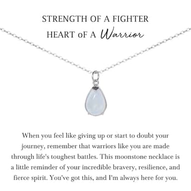 NOURISHLOV Warrior Necklace, Moonstone Necklace Strength Gift, New Beginnings Encouragement Gift, Healing Crystal Necklaces, Survivor Gifts For Grief