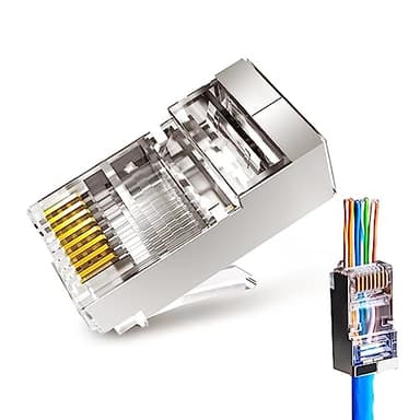 EZYUMM 20-Pack Cat6a RJ45 Connector Pass Through, Gold Plated Cat6 Shielded RJ45 Connectors, Premium Cat6a Connector for Solid or Stranded FTP/STP Ethernet Cable