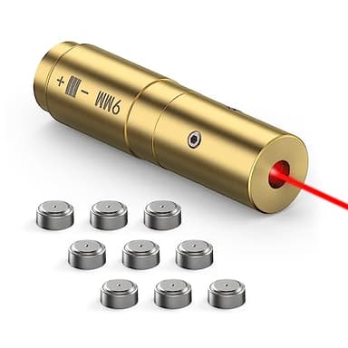 Feyachi Bore Sight 9mm Red Dot Laser Zeroing Bore Sighter Pistol Laser Boresighter with 3 Sets of Batteries