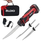 VLOXO Electric Fillet Knife for Fish-Cordless Fillet Knife with 2 Stainless Steel Blades, Safety Lock, Non-Slip Grip,Rechargeable Electric Fish Fillet Includes Storage Case