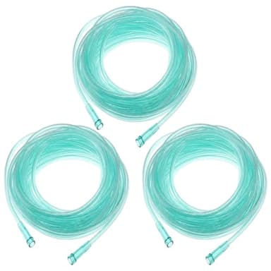 Geiserailie 3 Pack 50ft Oxygen Tube, Green Crush Resistant Oxygen Tubing, Kink Free, Latex Free, High Flow Tube for Breathing Compatible with Most Concentrators and Systems