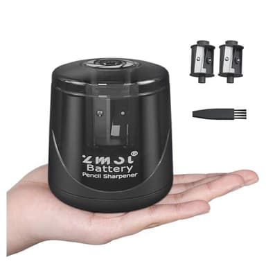 ZMOL Battery Powered Electric Pencil Sharpener,Small Battery Operated Colored Pencil Sharpeners Portable for Kids,Fast Sharpen, Suitable for No.2/Colored (6-8mm), School/Classroom/Office/Home Black
