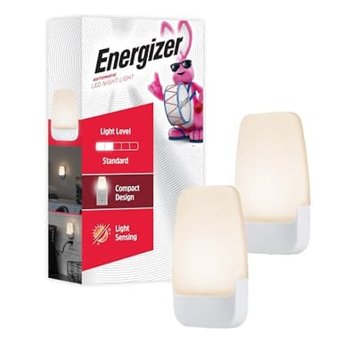 Energizer LED Night Lights Plug Into Wall Dusk to Dawn Sensor Home Decor Apartment Essentials Ambient Lighting Warm White Nightlight 81565 2 Pack