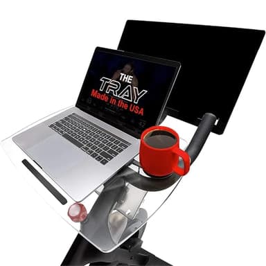 TFD The Tray Original for Peloton Bike Original Models, Angled Acrylic Desk Tray with Rubber Grip Insert for Laptop, Tablet, Phone, and Books, Work or Read While Riding, Clear Acrylic