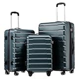Coolife Luggage Suitcase Carry-on Spinner TSA Lock USB Port Expandable (only 28’’) Lightweight Hardside Luggage (Teal Blue, 3 piece set)