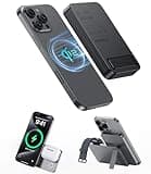 3 in 1 Magnetic Portable Charger, KU XIU Qi2 Certified 15W Fast Charging Power Bank with Stand, 5000mAh Foldable Wireless Battery Pack for iPhone 16-12, for iWatch Series & AirPods (Space Gray)
