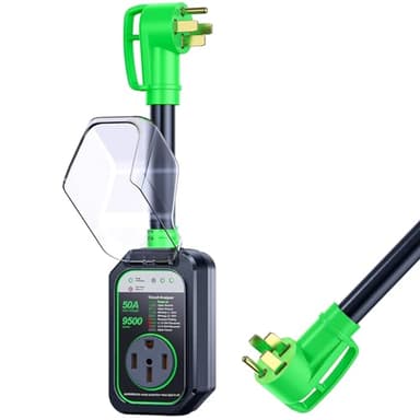 GEARGO RV Surge Protectors 50 Amp Waterproof, [2025 New Upgraded] RV Circuit Analyzer, Full Protection RV Adapter Plug for Camper(Green)