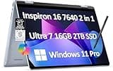 Dell Inspiron 16 7640 2-in-1 Laptop (16" FHD+ Touchscreen, Intel Ultra 7 155H (> i7-13700H), 16GB LPDDR5X RAM, 2TB SSD, Stylus), AI PC for Creator, Designer, 15-Hr Long Battery Life, Win 11 Pro