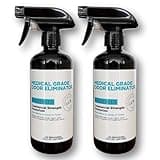 Medical & Commercial Grade Odor Eliminator for Cast Removal, Colostomy, Incontinence, Wound Smell, & Ostomy Odor in Hospitals & Clinics, Fragrance Free Unscented Odor Neutralizer Spray 2 16 oz Bottles