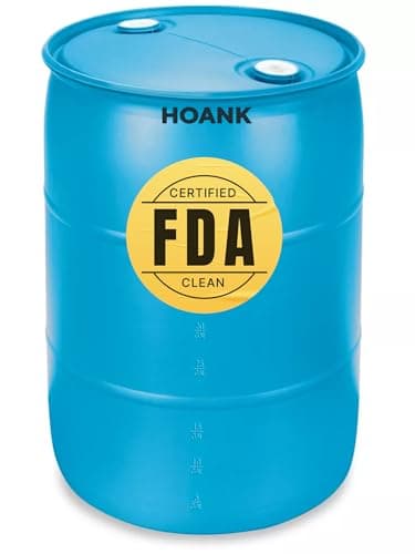 HOANK 55-Gallon Water Storage Barrel, BPA Free, Emergency Water Supply - Eco Friendly - Made in USA (Blue)
