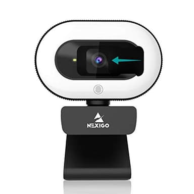NexiGo StreamCam N930E, 1080P Webcam with Ring Light and Privacy Cover, Auto-Focus, Plug and Play, Web Camera for Online Learning, Zoom Meeting Skype Teams (Renewed)