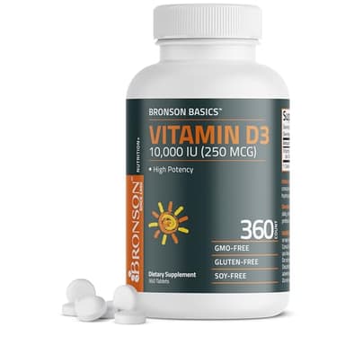Bronson Vitamin D3 10,000iu (250mcg) Healthy Muscle Function and Immune Support, Non-GMO, 360 Tablets