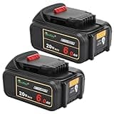 waitley 2 Pack 20V 6.0A Replacement Battery Compatible with Dewalt DCB200 DCD DCF DCG Series Cordless Power Tools