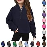 Itsame teen girls hoodies Half Zip Crop Sweatshirt For Girls Long Sleeve Pullover Tops Kids Lightweight Fleece Winter Clothes Navy zip up hoodie girls 7-8 Years