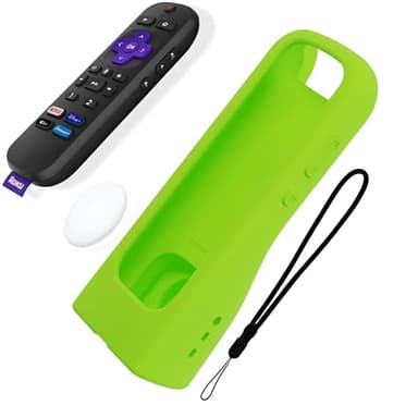 GripStand™ Roku Voice Remote Cover: Stand Up Design, Enhanced Grip, Silicone Case: Fits TV Streaming Stick Plus 2025 4K/HD/HDR, Compatible with AirTag and TileMate, Lime Glow by 73&Sunny