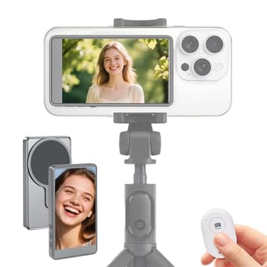 Phone Vlog Selfie Monitor Screen, Magnetic Vlog Selfie Monitor Screen with Remote Control, Wireless Back Camera Monitor for Vlog Live Stream TikTok YouTube, Compatible with iPhone & Android (Grey)