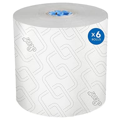 Scott Professional High-Capacity Hard Roll Paper Towels, Bulk (25702), Hardwound, Elevated Design, Absorbency Pockets, White, for ScottBrand Blue Core Dispensers (6 Rolls at 1,150' Each, 6,900'/Case)