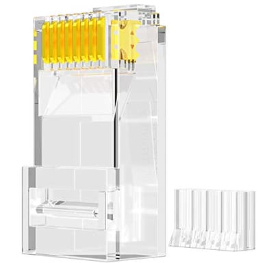 AMPCOM RJ45 Connectors, Standard Modular Plugs, UTP Gold-Plated 2 Pieces Suit CAT6, 8P8C Crimp End for Ethernet Cable, Support POE/POE+, 100/Pack