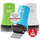 Wide Advanced Security Roller by Guard Your ID, Easy-to-Use Mess-Free Identity Protection Stamp (3-Pack, Mixed Colors: Turquoise, Green, White)
