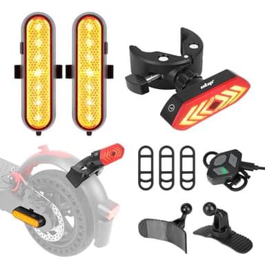 ulip Turn Signals for Scooter with Alarm, USB Charging Remote Control Split/Integrated Scooter Tail Light 4 Modes Waterproof Scooter Rear Lights 3PCS