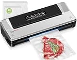 [Updated 2025] Bonsenkitchen Vacuum Sealer Machine + 40 Vacuum Bags, Fast-Compact/Multi-Functional Food Vacuum Sealer with External Vacuum System, Silver