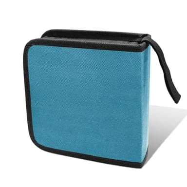 GAOLAOSY Car CD Case, 40 Capacity Hard Plastic DVD Disc Organizer Holder with Zipper, Portable Protective CD Storage Binder Wallet, Universal Auto Accessories for Car Home Travel Office (Blue)