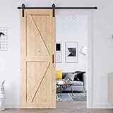 EaseLife 32in x 84in Sliding Barn Door with 5.5FT Barn Door Hardware Kit & Handle Included,DIY Assemblely,Easy Install,Interior Rooms & Storage Closet,K-Frame