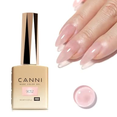 CANNI Jelly Nude Pink Gel Nail Polish, 1Pcs Sheer Clear Pink Gel Polish Translucent Milky Color High Gloss Soak Off U V Nail Manicure Salon DIY