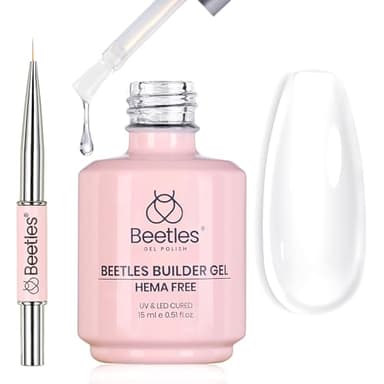 Beetles Builder Gel HEMA-Free-Sheer Breeze 0.5 oz 7 in 1 for Building Apex,Strengthening Thickening Sensitive Nails Extension,DIY Salon at Home,for Beginner,Clear Builder Nails Gel Kit,UV Lamp Needed