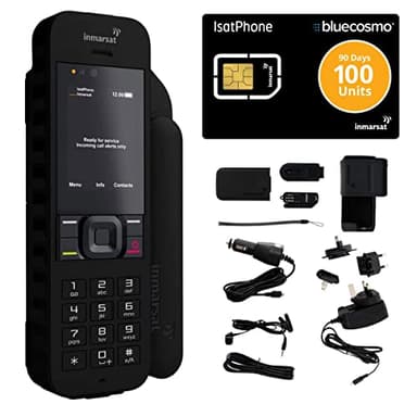 BlueCosmo Inmarsat IsatPhone 2.1 Satellite Phone Kit & 100 Unit Prepaid SIM (90 Days) - Global Coverage - Voice, SMS, GPS Tracking, Emergency SOS