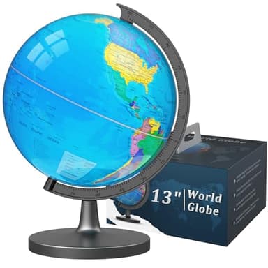 Voxelure 13" Globe for Children & Adults, Interactive World Globe for Kids with Stable Heavy Metal Base, HD Waterproof & Writable Surface, Educational STEM Learning Toy, Classroom Teaching Gift