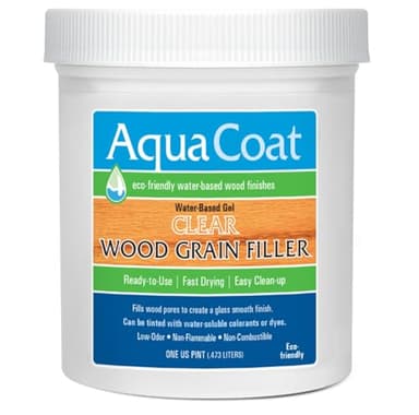 Aqua Coat Water-Based Clear Wood Grain Filler Gel, Fast-Drying, Low Odor, Low VOC, Sandable, Stainable & Paintable, Easy Water Cleanup, Glossy Finish, 16 oz