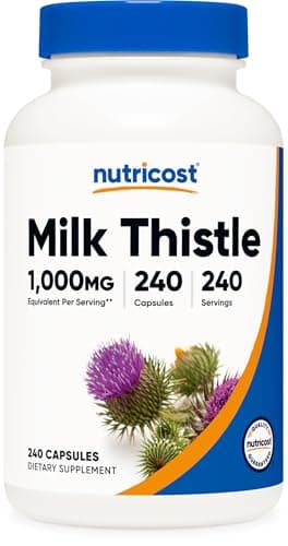 Nutricost Milk Thistle 1,000mg Equivalent from 250mg of 4:1 Extract Per Serving, 240 Capsules for 240 Servings Per Bottle - Vegan, GMO Free and Gluten Free