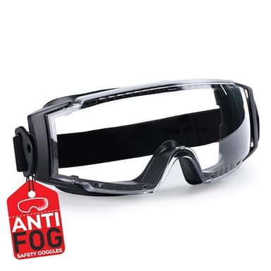 BISON LIFE SplashPro, Safety Goggles Over Glasses, ANSI Z87.1 Anti-Fog Safety Goggles, Impact & Scratch Resistant, Eye Protection Over Prescription Glasses, Adjustable Strap, Lab & Work Goggles