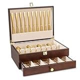 Yoimori Silverware Storage Box, 2-Layer Flatware Storage Case with Drawer, Wooden Silverware Chest with Linen Liner, Rustic Silverware Case for Storing Fine Flatware and Utensils (Walnut)