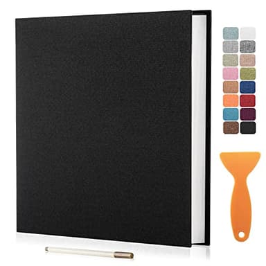 Large Photo Album Self Adhesive Scrapbook Album for 4×6 5×7 8×10 Pictures DIY Magnetic Linen Cover Album 40 Pages for Family Wedding Gifts with Metal Pen and Plastic