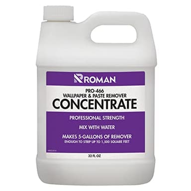 Roman Wallpaper Remover Concentrate, Contractor Strength Wallpaper Stripper and Adhesive Remover, Unscented, Non-Staining, Clear, PRO-466 (32 Ounce, 1,500 Sq. Ft.)